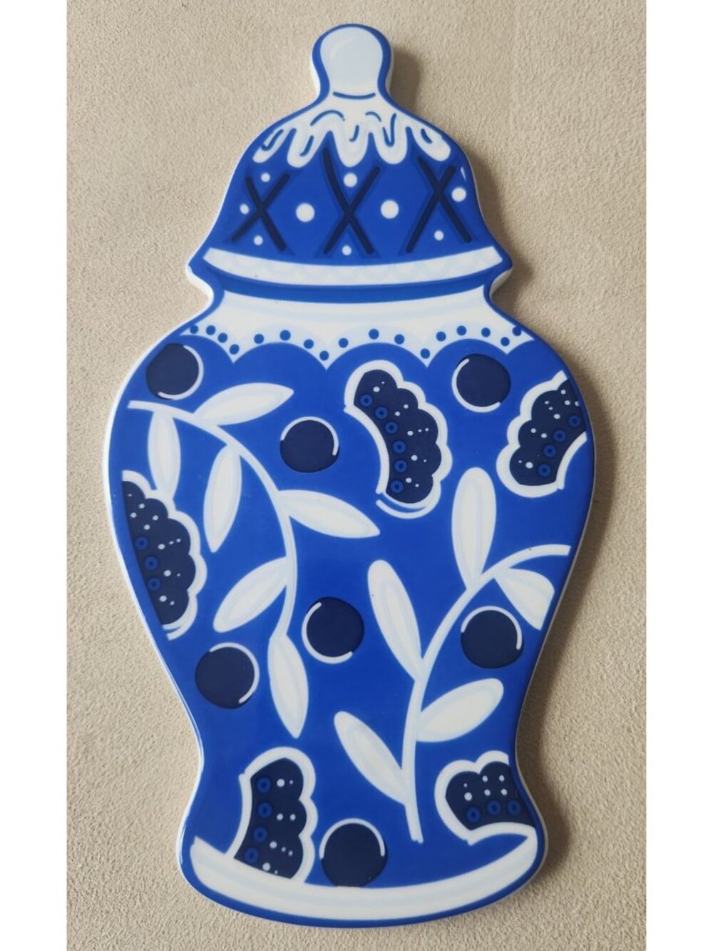 Happy Everything Coton Colors Large Blue & White Ceramic Jar NEW